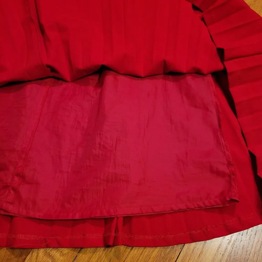 Calvin Klein Accordian Skirt Size 8 Red A-Line Midi Preppy‎ Holiday Career - Picture 11 of 13